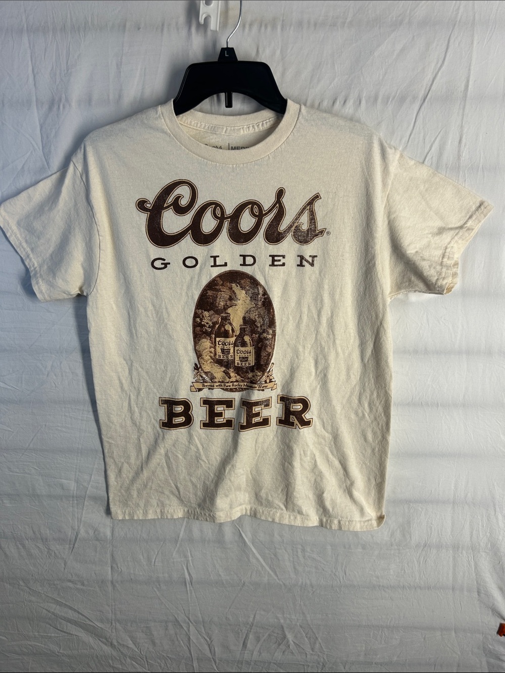 Coors Golden Beer Graphic Tee - Men's Cream Short Sleeve Shirt
